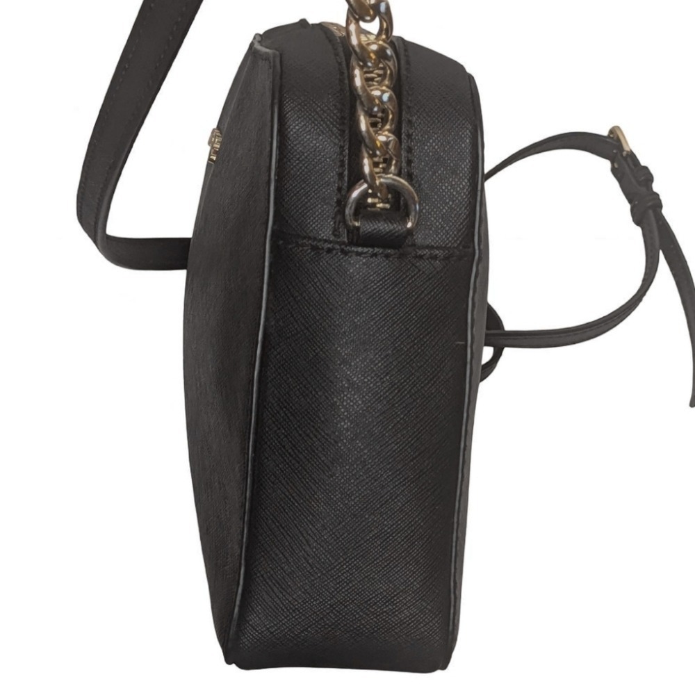 MICHAEL KORS Black Saffiano Leather Crossbody Bag Chain Strap Purse - Picture 4 of 12